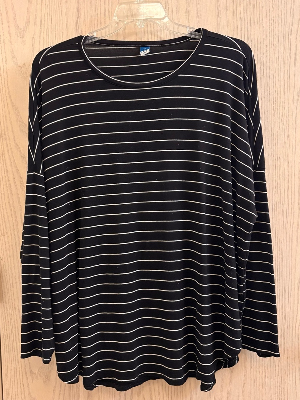 Old Navy Luxe Black Long-Sleeve Top with White Stripes